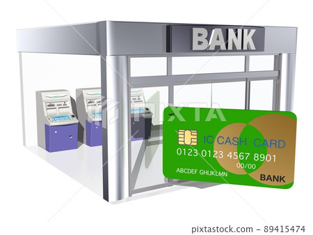 銀行和其他金融機構的最新 ATM 和現金卡（3DCG 圖像） 89415474