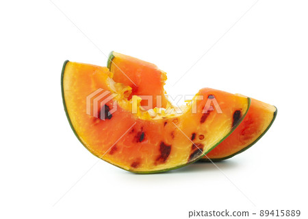Tasty grilled papaya isolated on white background. Tasty grilled papaya isolated on white background. 89415889
