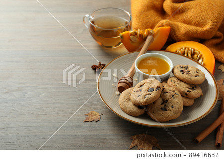 Concept of tasty food with pumpkin cookies, space for text Concept of tasty food with pumpkin cookies, space for text 89416632