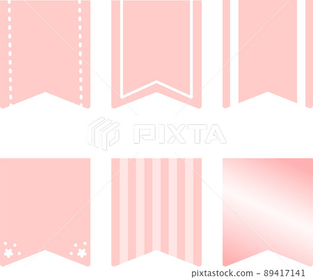 Set material ribbon tag pink - Stock Illustration [89417141] - PIXTA