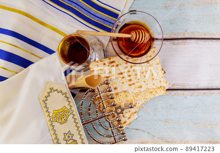 Jewish holiday hannukah with menorah traditional 89417223