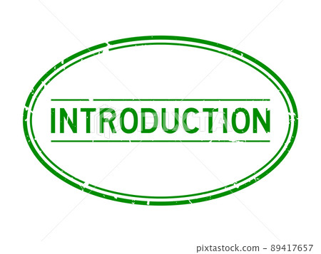 Grunge green introduction word oval rubber seal stamp on white background 89417657