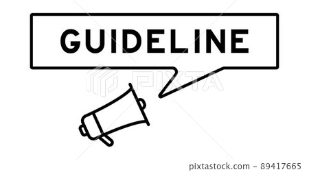 Megaphone icon with speech bubble in word guideline on white background Megaphone icon with speech bubble in word guideline on white background 89417665