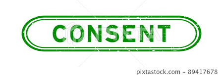 Grunge green consent word rubber seal stamp on white background 89417678