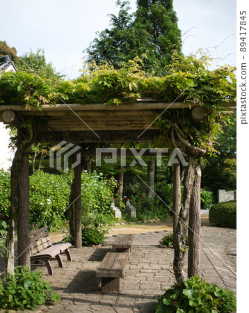 Amida Temple wooden bench Amida Temple wooden bench 89417845