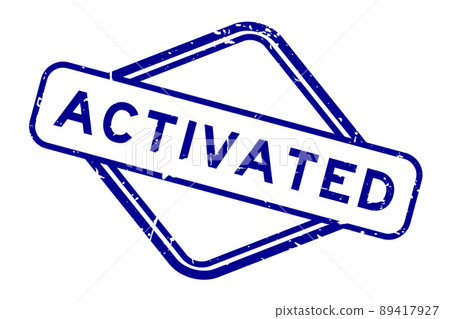 Grunge blue activated word rubber seal stamp on white background 89417927