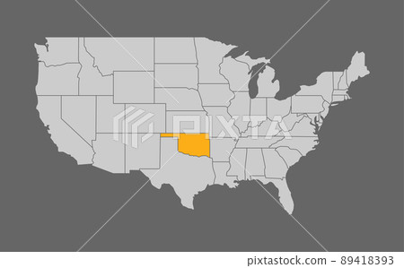 Map of the United States with Oklahoma highlight Map of the United States with Oklahoma highlight 89418393