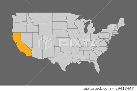 Map of the United States with California highlight 89418447