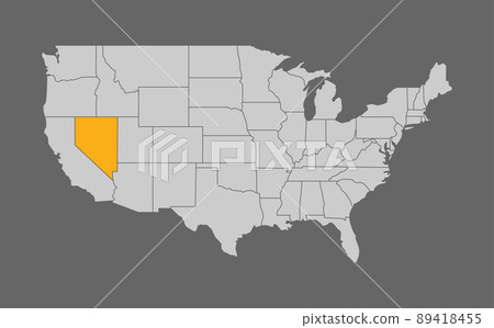 Map of the United States with Nevada highlight 89418455