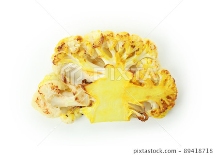 Tasty baked cauliflower isolated on white background 89418718