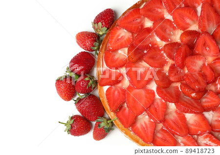 Delicious strawberry pie isolated on white background 89418723