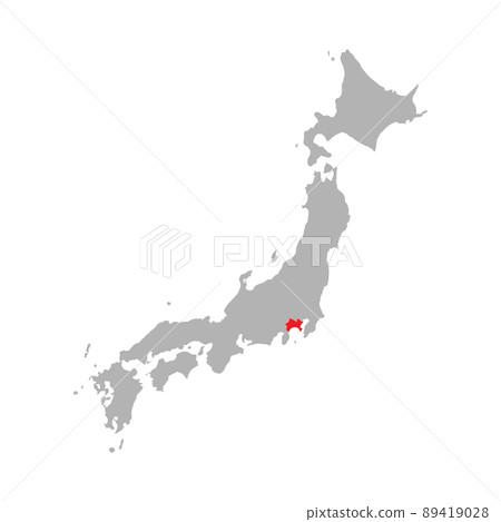 Kanagawa prefecture highlight on the map of Japan 89419028