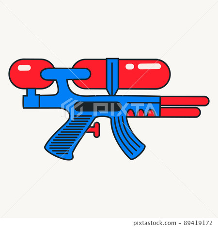 Cartoon vector funny cute Comic characters, toy water gun. 89419172
