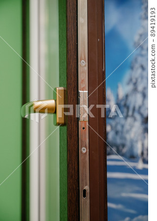 Plastic window handle close up Plastic window handle close up 89419193