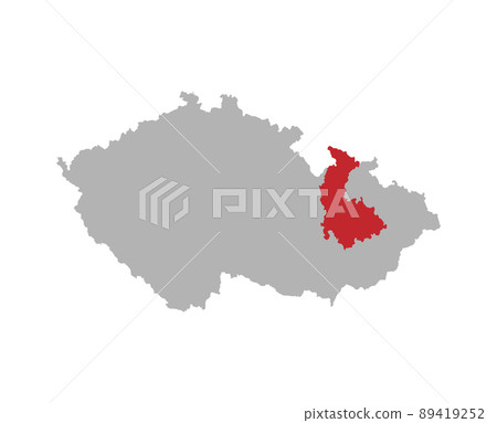 Czech map with Olomouc region red highlight Czech map with Olomouc region red highlight 89419252