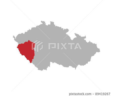 Czech map with Plzen region red highlight 89419267