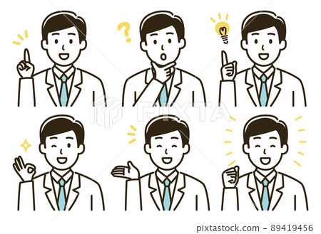 白大褂男性面部表情變化圖集（無膚色版本） 89419456