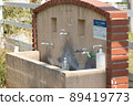 Hand-washing area in a resort area with alcohol disinfectant 89419773
