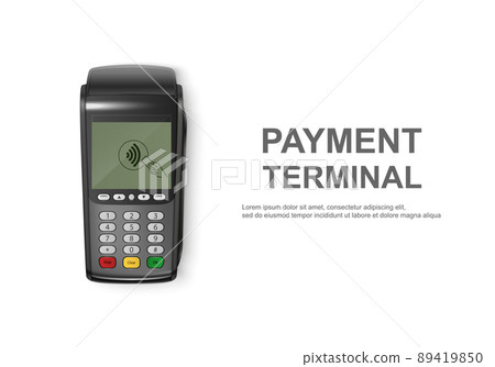 Vector Realistic 3d Touch NFC Mobile Payment Machine. POS Terminal Closeup Isolated on White. Design Template of Bank Payment Wireless Contactless Terminal, Mockup. Payments device. Top View Vector Realistic 3d Touch NFC Mobile Payment Machine. POS Terminal Closeup Isolated on White. Design Template of Bank Payment Wireless Contactless Terminal, Mockup. Payments device. Top View 89419850