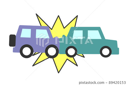Illustration of a car breaking down in a rear-end collision 89420153