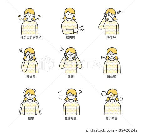 中暑症狀的插圖素材 89420242