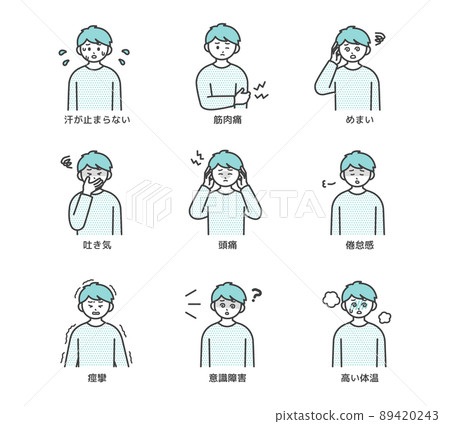 中暑症狀的插圖素材 89420243