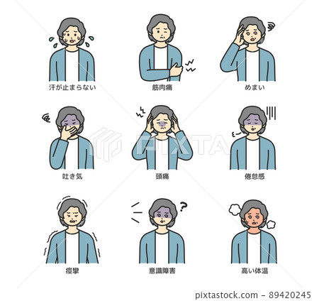 中暑症狀的插圖素材 89420245