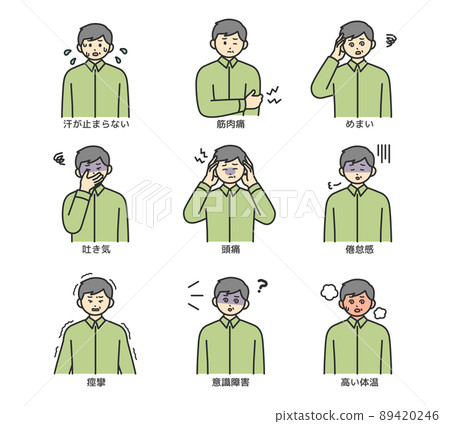 中暑症狀的插圖素材 89420246