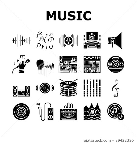 Music Record Studio Equipment Icons Set Vector 89422350