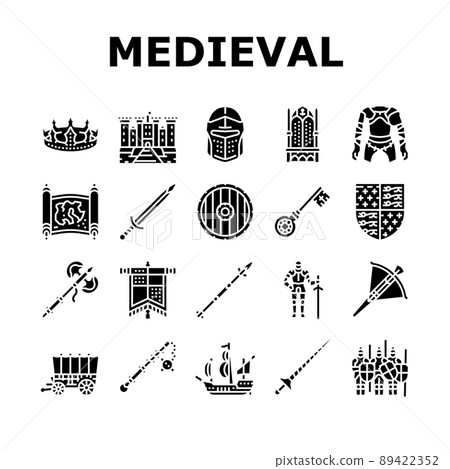 Medieval Warrior Weapon And Armor Icons Set Vector Medieval Warrior Weapon And Armor Icons Set Vector 89422352