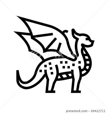 dragon fairy tale animal line icon vector illustration 89422711