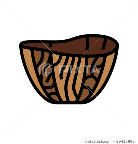 wooden bowl color icon vector illustration 89422996