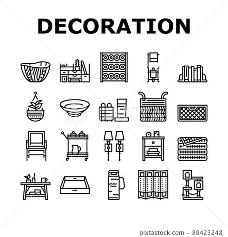 Home Decoration And Furniture Icons Set Vector 89423248