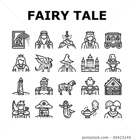 Fairy Tale Magical Story Book Icons Set Vector Fairy Tale Magical Story Book Icons Set Vector 89423249