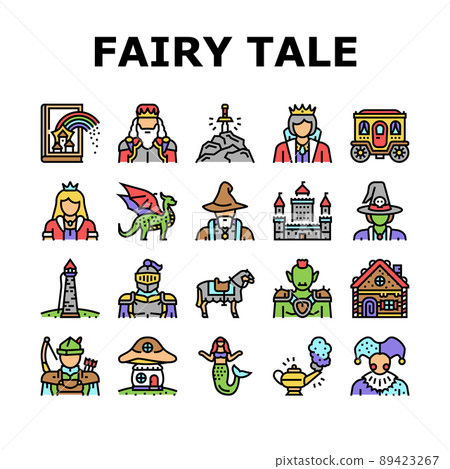 Fairy Tale Magical Story Book Icons Set Vector Fairy Tale Magical Story Book Icons Set Vector 89423267