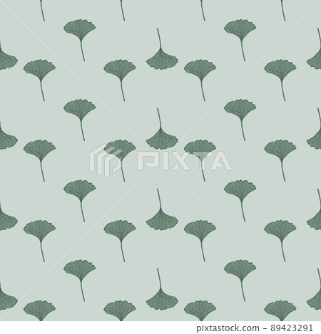 Seamless pattern engraved leaves Ginkgo Biloba. Vintage background botanical with foliage in hand drawn style. 89423291
