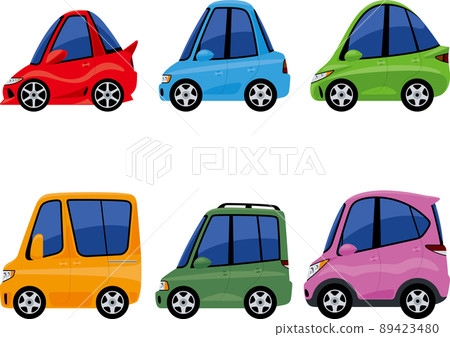 A set of various types of cutely deformed cars 89423480