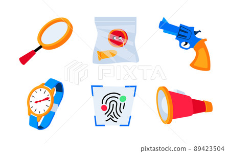 Evidence and crime investigation - flat design style icons set 89423504