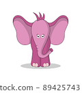 Cute pink elephant vector illustration 89425743