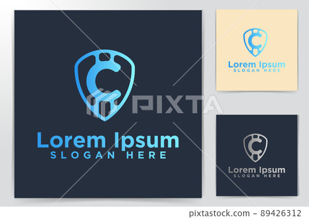 Shield and Letter C Logo Designs Vector Illustration 89426312