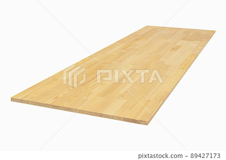 furniture board made of solid larch lamellar on a white background 89427173