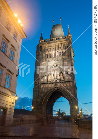 Old Town Bridge Tower of the Charles Bridge at dusk at Prague, Czech Republic. Old Town Bridge Tower of the Charles Bridge at dusk at Prague, Czech Republic. 89427596