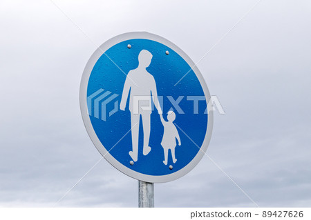 Traffic sign pedestrian after rain. Traffic sign pedestrian after rain. 89427626