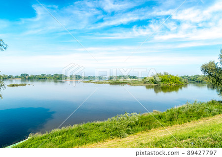 Vistula river at summer time in Poland. 89427797