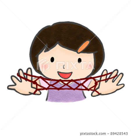 彩色鉛筆手繪插圖 Ayatori 女孩 4 步梯 89428543