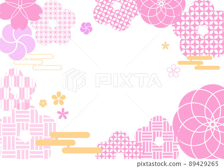 Japanese style floral pattern Japanese style background frame pink 89429265