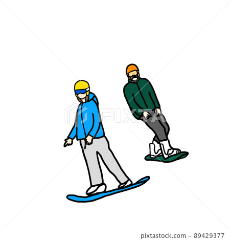 一對單板滑雪者 一對單板滑雪者 89429377