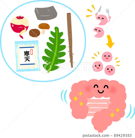 含有水溶性膳食纖維、有益細菌和腸道的食物 含有水溶性膳食纖維、有益細菌和腸道的食物 89429383