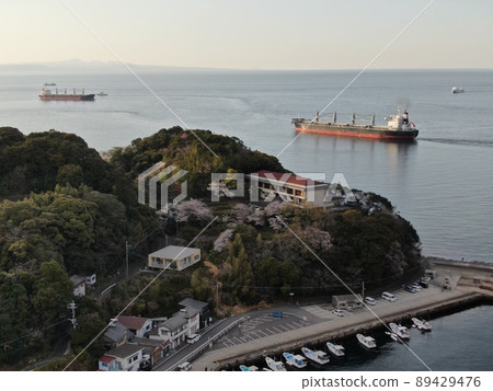 Aerial view of the port scenery of Saganoseki, Oita Prefecture Aerial view of the port scenery of Saganoseki, Oita Prefecture 89429476