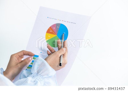 Hand of businesswoman reading financial graph charts business info with computer laptop, Hands of business woman working office, Female financial worker analysis financial data report. Hand of businesswoman reading financial graph charts business info with computer laptop, Hands of business woman working office, Female financial worker analysis financial data report. 89431437